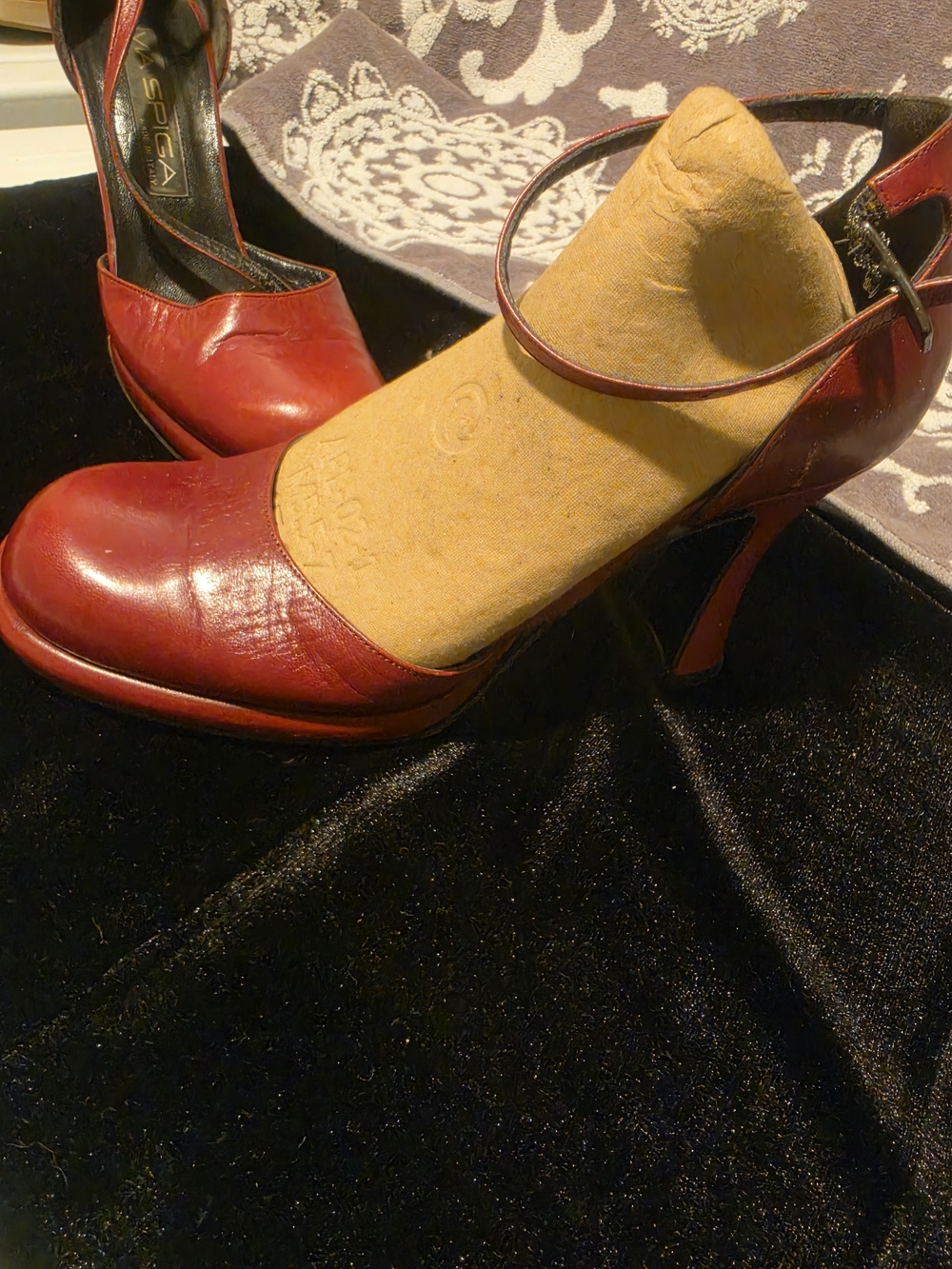 Via Spiga Red Leather Mary Jane Heels